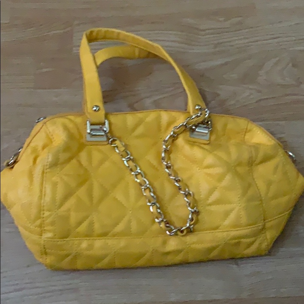 Charming Charlie Yellow quilted satchel purse